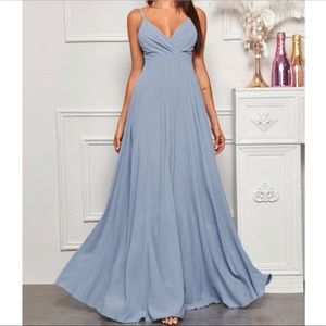 Dusty Blue Spaghetti Strap Maxi Dress